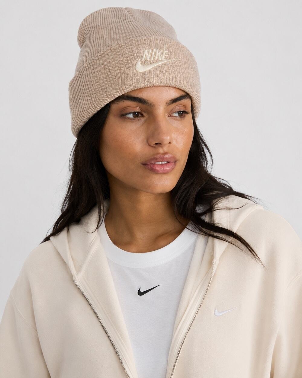 Nike Sportswear Cuffed Beanie Adult Unisex Shimmer Blush Pink Metallic Logo NWT